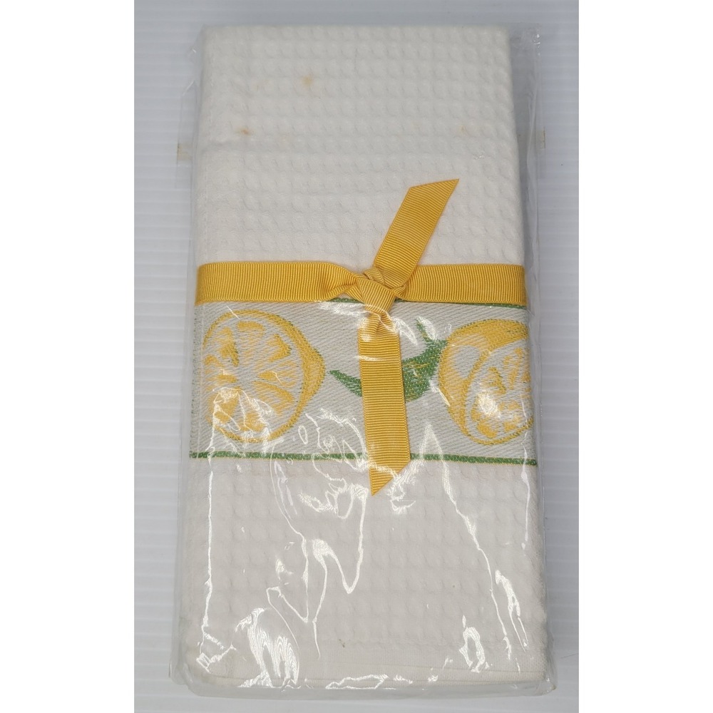 Williams Sonoma Portugal Twill Lemon Decor Kitchen Towels 2 Pack New